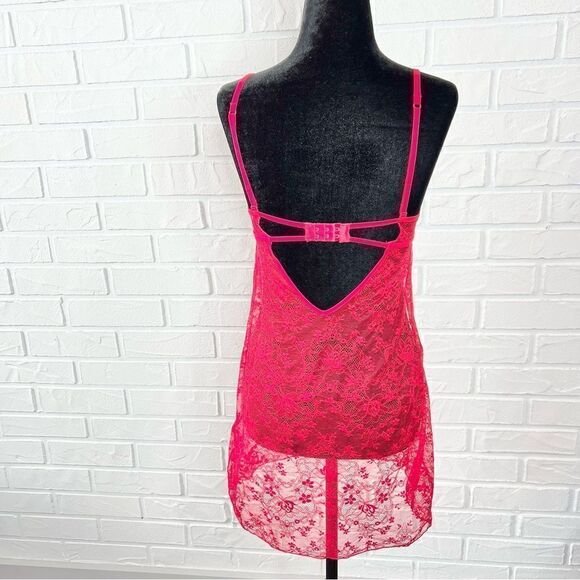 Etam Paris Red Lace Low Back Chemise Lingerie 6 - Picture 3 of 15